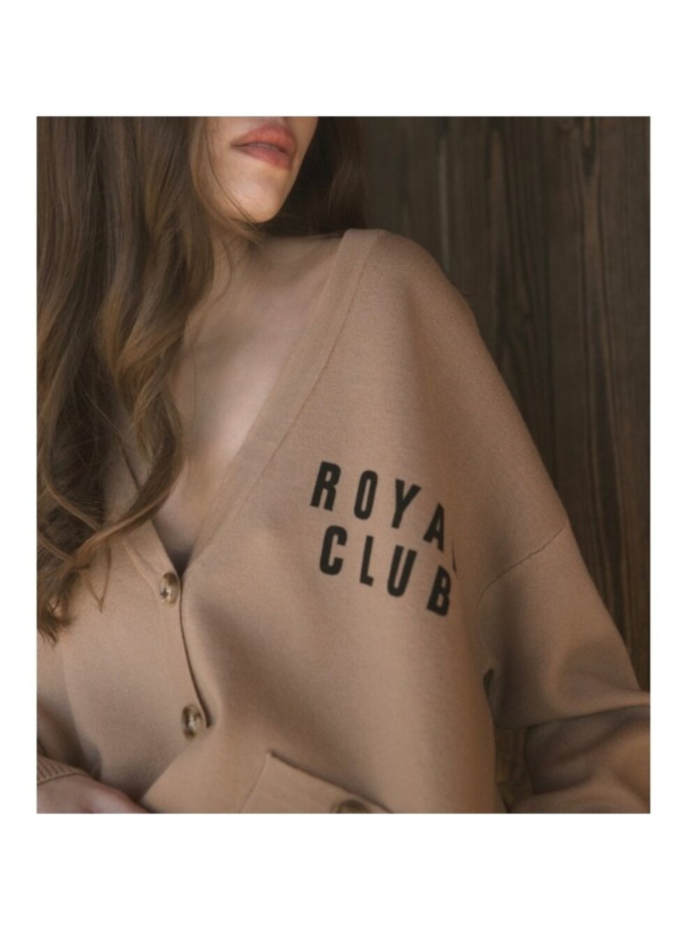 Ellandemm Royal Club Oversized Cardigan Preppy Old Money Tan Large